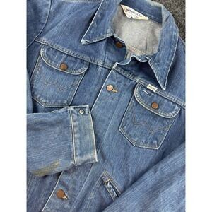 Vintage Wrangler 136MJ Denim Jacket USA No Fault Trucker 44 Long Blue